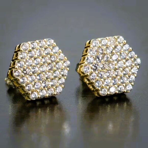 14K Gold Mens 2ct Diamond Stud Earrings Guys New 14 Karat Silver Studs Jewelry
